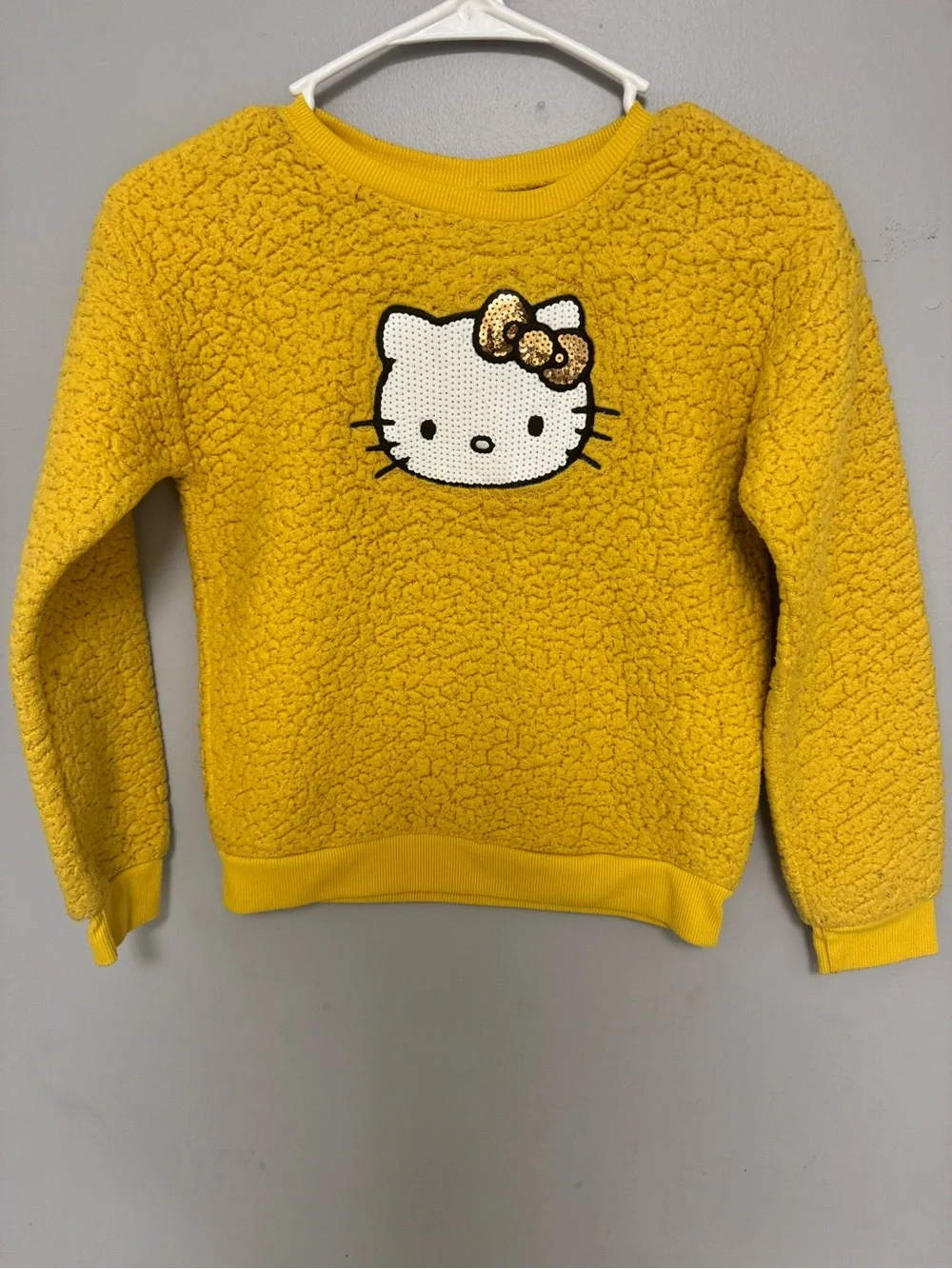 Hello Kitty Mustard Yellow Sherpa Pullover Sweatshirt